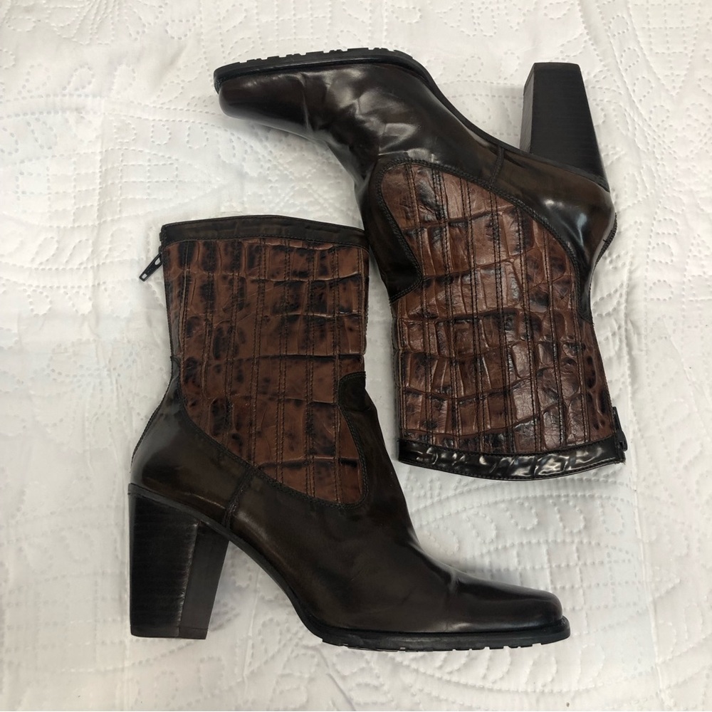 Stuart weitzman croc heeled boots, NWOT - Picture 9 of 16